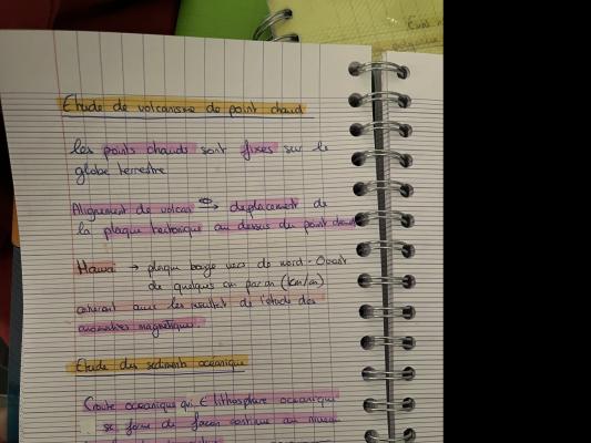 Photo d'un cours de  Volcanisme et Sédiments Océaniques