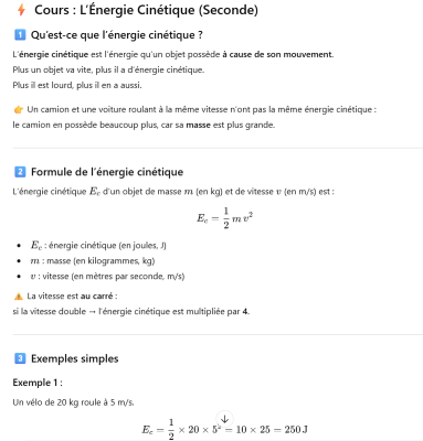 photo  Cours : L'Énergie Cinétique quiz