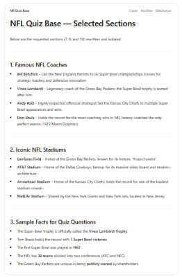 photo  NFL Coaches, Stadiums, Trivia quiz