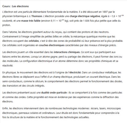 photo  Cours : Les électrons quiz
