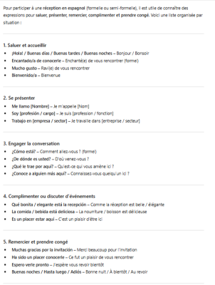 photo  Expressions Espagnoles pour Réceptions quiz